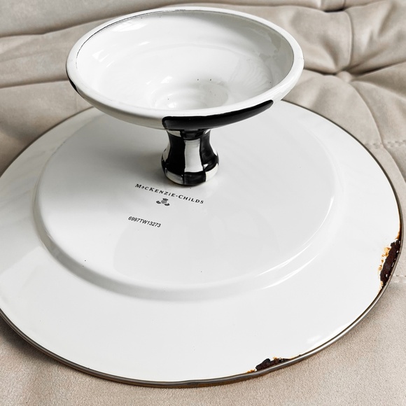 Rare Older Mackenzie-Childs Metal And Enamel Fluted Cake Stand Pedestal - Picture 10 of 10
